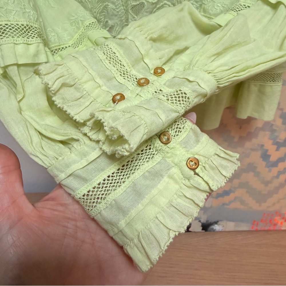 Ulla Johnson Annetta Ruffle Blouse in Pistachio in Size 4 EUC - Picture 9 of 15